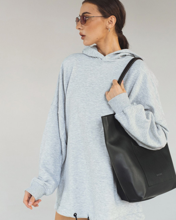 TORBA SHOPPER ECO SKÓRA, CZARNA