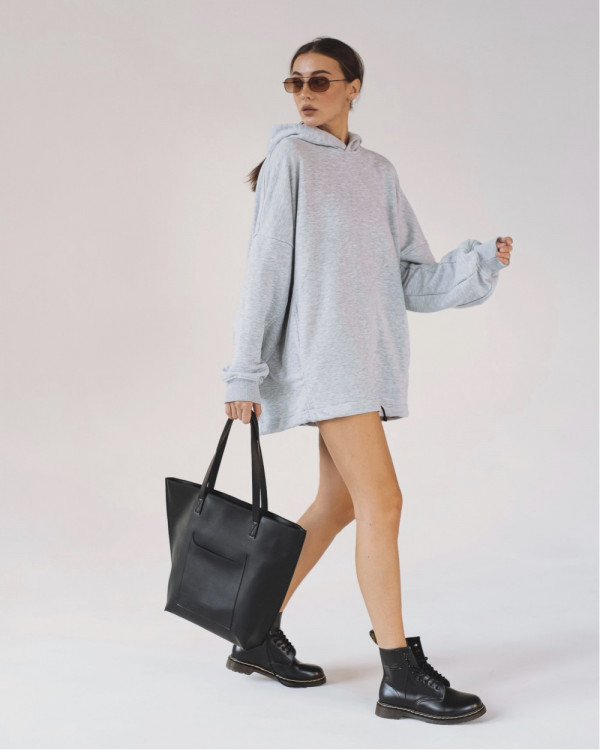 TORBA SHOPPER ECO SKÓRA, CZARNA