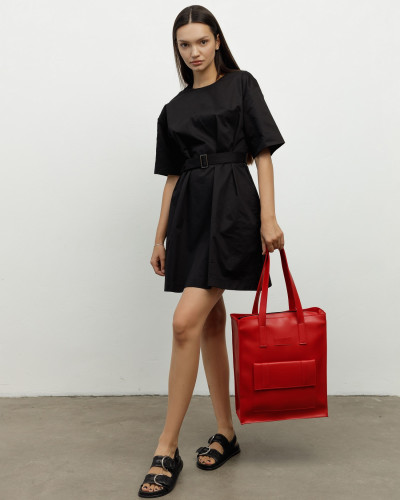 "OFFICE BAG LARGE" ECOLEATHER, RED