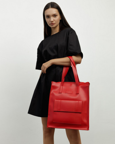 "OFFICE BAG LARGE" ECOLEATHER, RED