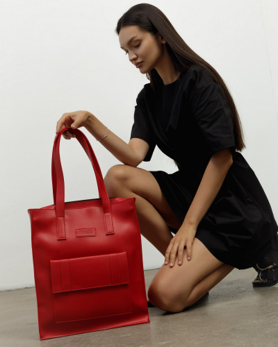 "OFFICE BAG LARGE" ECOLEATHER, RED