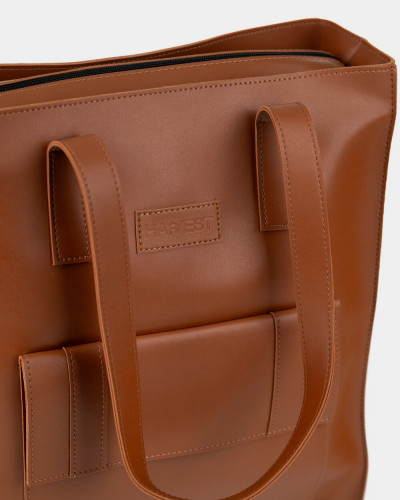"OFFICE BAG LARGE" SKÓRA EKOLOGICZNA, KARMEL