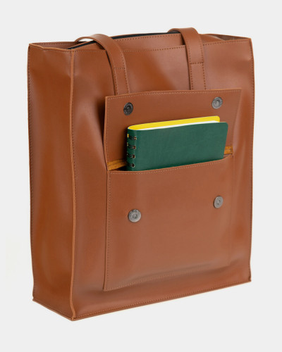 "OFFICE BAG LARGE" SKÓRA EKOLOGICZNA, KARMEL