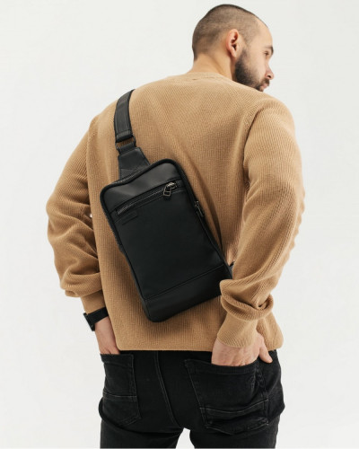 "SHUTTLE UNO BAG" ECO LEATHER, BLACK