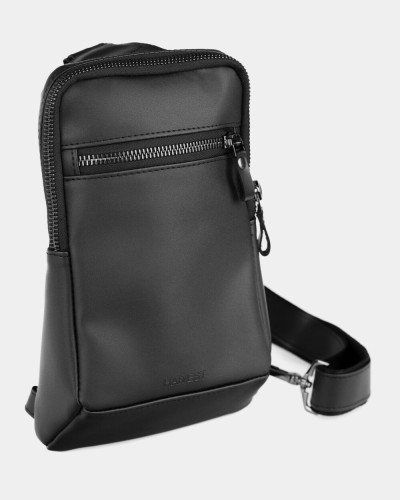 "SHUTTLE UNO BAG" ECO LEATHER, BLACK