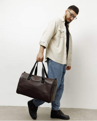 "BAREL BAG" ECO-LEATHER, BROWN