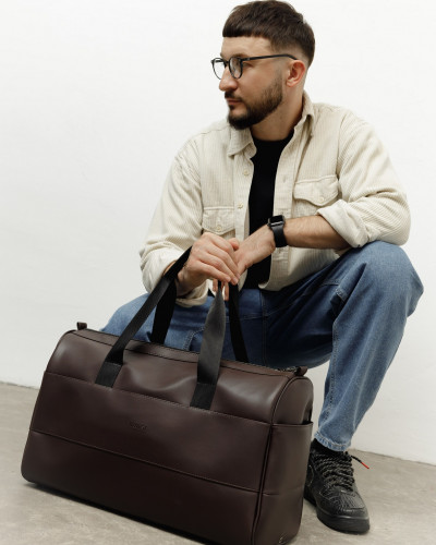 "BAREL BAG" ECO-LEATHER, BROWN