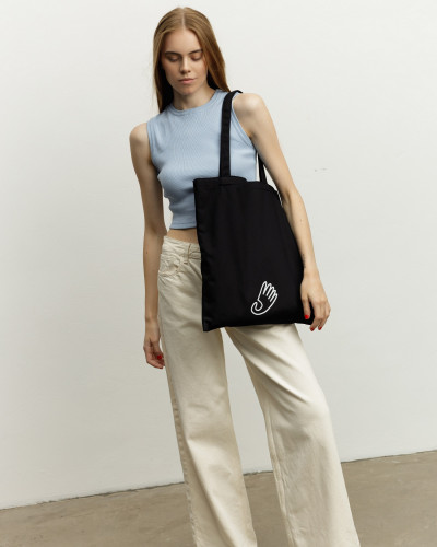 SHOPPER "COUNTRY BAG" BLACK, MINI PRINT