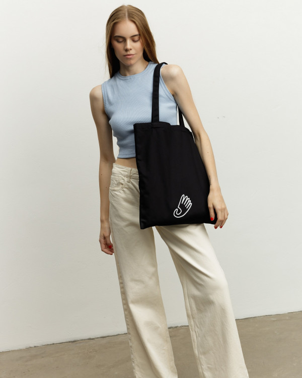SHOPPER "COUNTRY BAG" BLACK, MINI PRINT