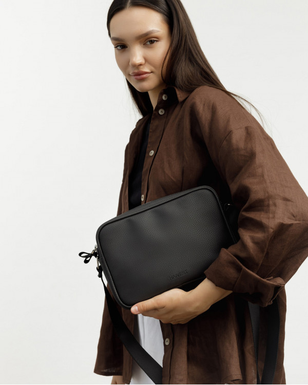 "CROSSBODY BAG" ÖKO-LEDER,SCHWARZ