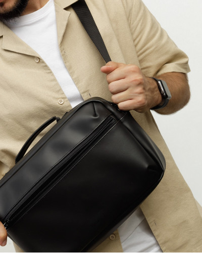 TORBA „DAILY BAG 01” EKOSKÓRA, CZARNA