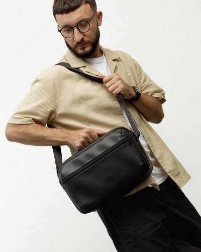 TORBA „DAILY BAG 01” EKOSKÓRA, CZARNA