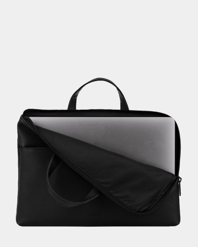 TORBA NA LAPTOPA "JUNE MINI" 01 SKÓRA EKOLOGICZNA, CZARNA
