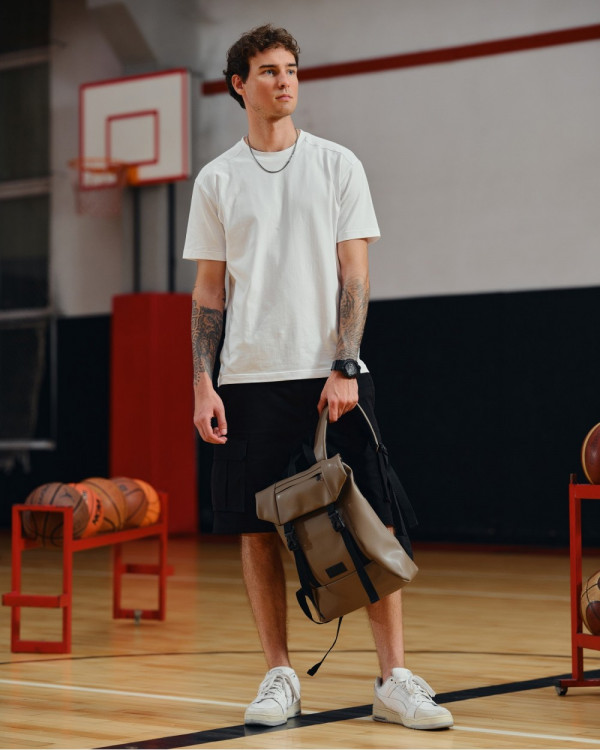 "SHUTTLE ROLL MINI" ECO-LEATHER, BEIGE