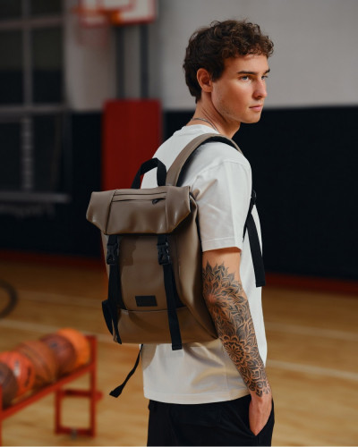 "SHUTTLE ROLL MINI" ECO-LEATHER, BEIGE