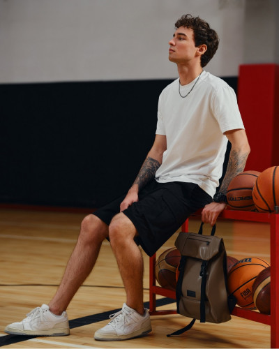 "SHUTTLE ROLL MINI" ECO-LEATHER, BEIGE