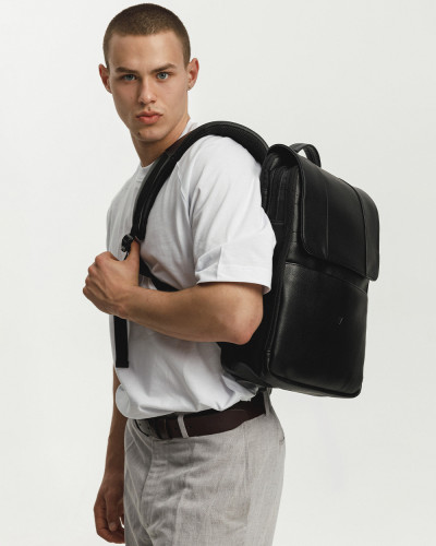"DATABASE" ECO-LEATHER, BLACK