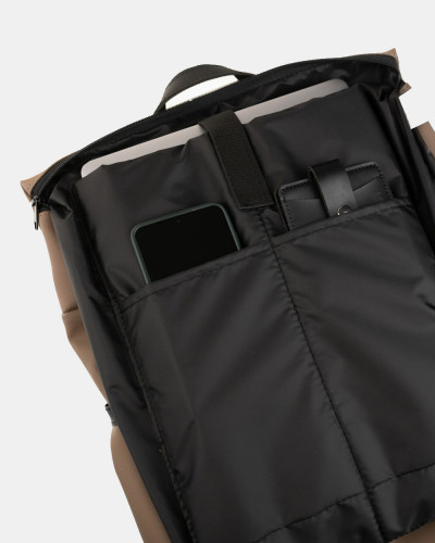 "SOLVER MINI 01" ECO-LEATHER, DARK BEIGE