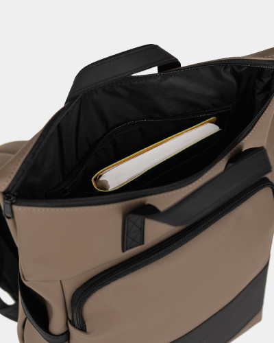"SOLVER MINI 01" ECO-LEATHER, DARK BEIGE