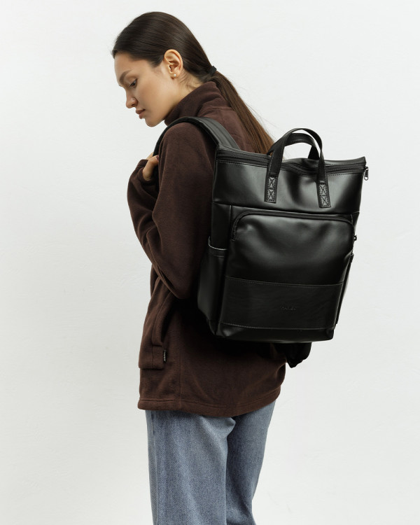 "SOLVER MINI 01" ECO-LEATHER, BLACK
