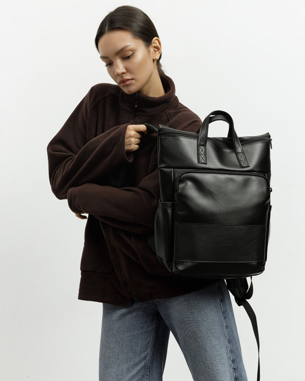"SOLVER MINI 01" ECO-LEATHER, BLACK