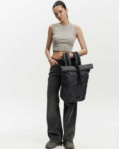 "BASIC ROLLTOP" PRINT LEOPARD GRAY