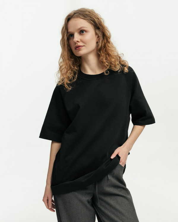 DAMEN T-SHIRT "HEAVY WEIGHT" SCHWARZ
