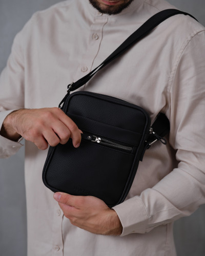 MESSENGER "LARGE" ÖKO-LEDER, SCHWARZ
