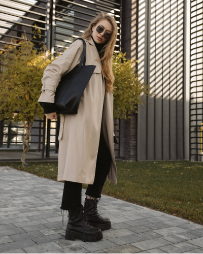 SHOPPER ECO LEATHER, BLACK
