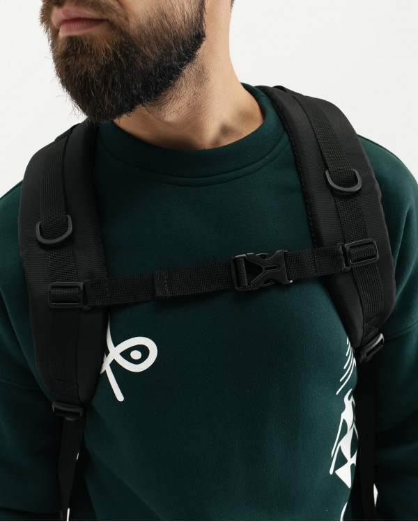 "CROSS-TOWN" POLYESTER, BLACK