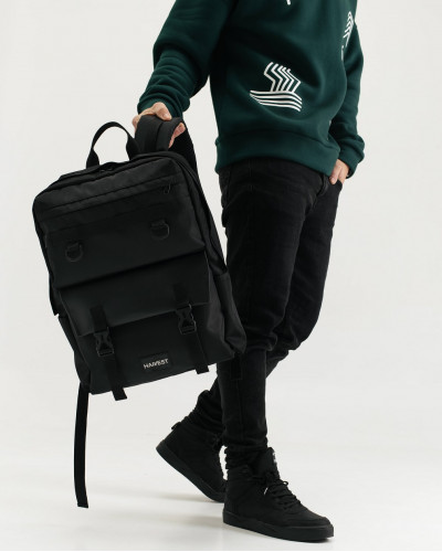 "CROSS-TOWN" POLYESTER, BLACK