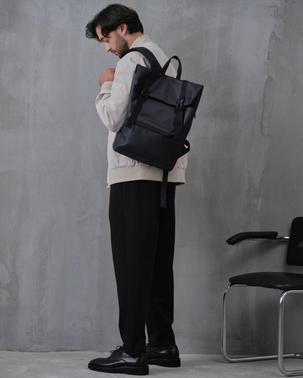 "ROLL 2" ECO LEATHER,BLACK
