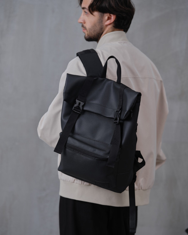 "ROLL 2" ECO LEATHER,BLACK