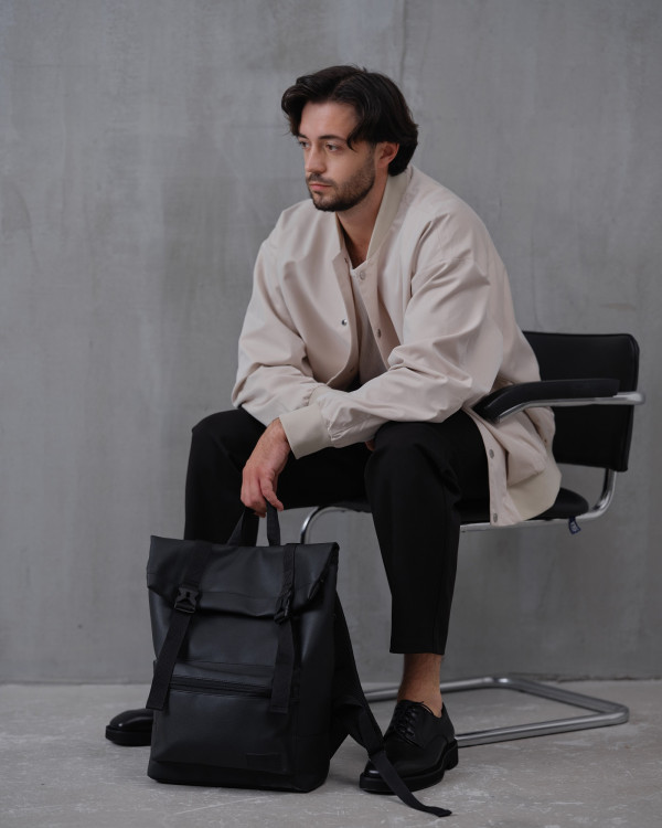 "ROLL 2" ECO LEATHER,BLACK